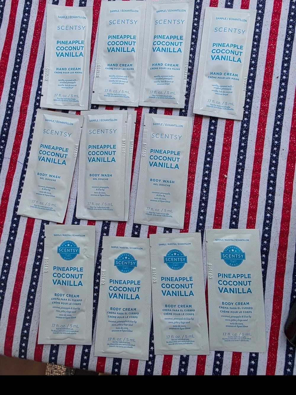 Lot of 12 Scentsy Travel Sized Body Products Pineapple Coconut Vanilla